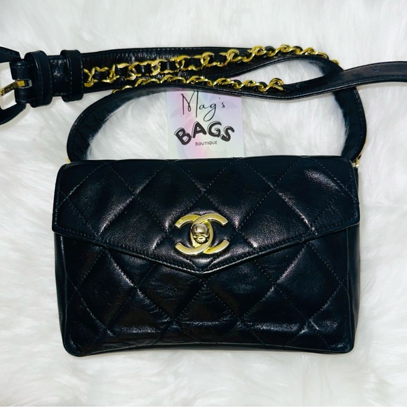 Chanel: CC Chain Belt Fanny Pack Bum Bag (Black) - Picture 4 of 16